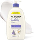 Aveeno Stress Relief Moisturizing Body Lotion, Lavender Scent with Prebiotic Oat for Sensitive Skin, Lightly Scented Lotion with 48-Hour Hydration, Fast Absorbing, Non-Greasy, Value Size 33 Fl Oz by Aveeno