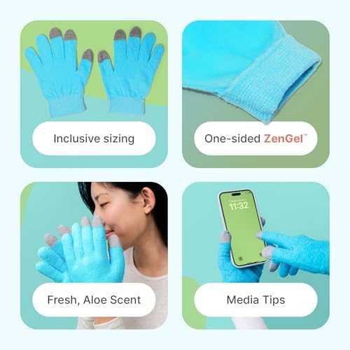 ZenToes Moisturizing Gloves for Dry Hands, Media Tips, Fuzzy, 1 Pair - Image 3