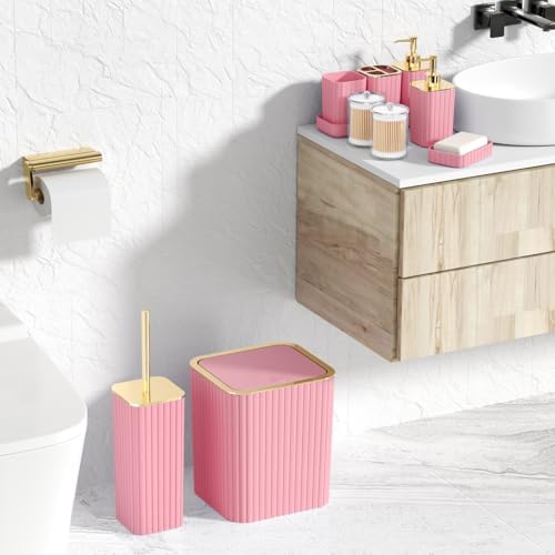 XLHOMO Bathroom Accessories Set - 10PC Gorgeous Pink Bathroom Set - Image 5