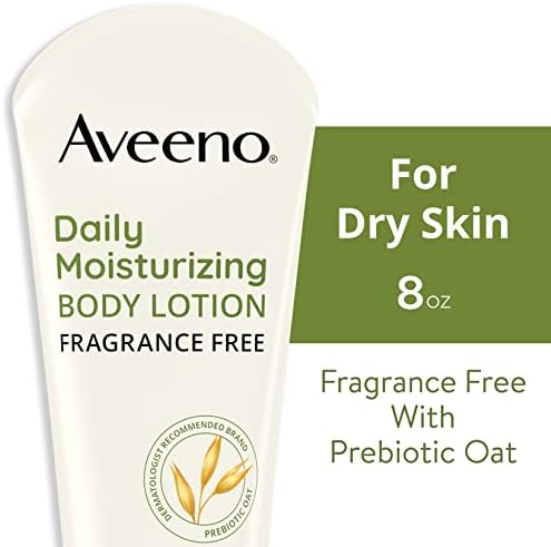 Aveeno Daily Moisturizing Body Lotion with Soothing Prebiotic Oat, Gentle Lotion Nourishes Dry Skin With Moisture, Paraben-, Dye- & Fragrance-Free, Non-Greasy & Non-Comedogenic, 8 fl. oz (Pack of 2) - Image 2