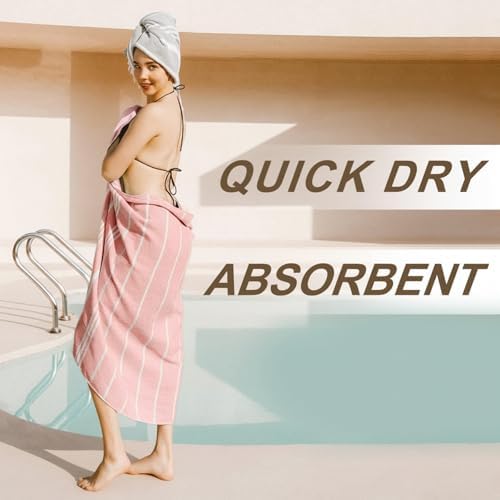 Genovega 6 Packs Turkish Beach Towel Pool Swim Towels Set Bulk Soft Extra Large Sand Free Quick Dry Thin Lightweight Travel Essentials Cruise Accessories Camping Must Haves Clearance Oversized Stripe - Image 5