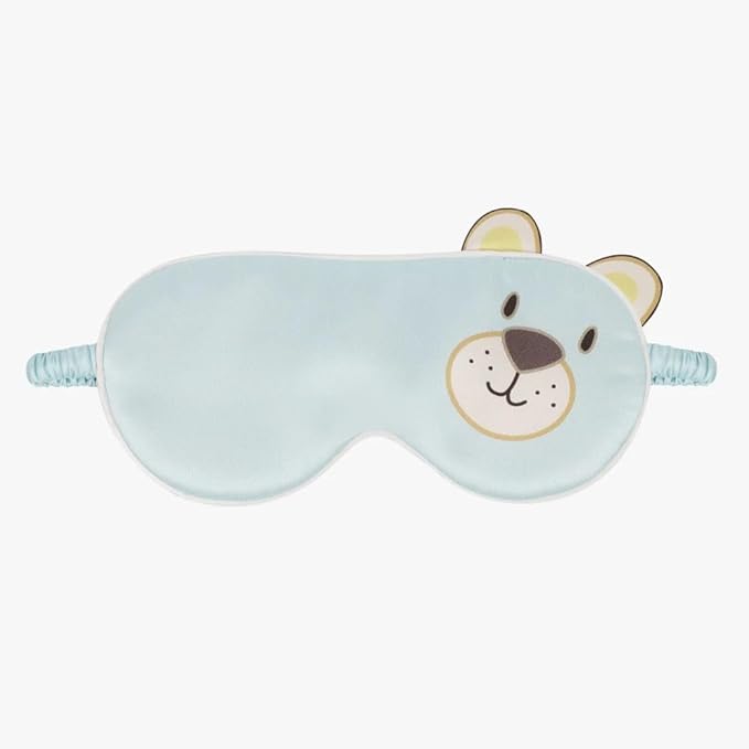 Orose Kids Silk Sleep Mask Cute Adjustable Original Design for Boys & Girls, Double-Sided Mulberry Silk, Cartoon Pattern, Toddler Eye Mask (Little Bear)
