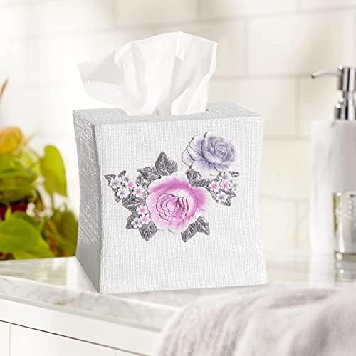 Zahari Home 2pc Michelle Bathroom Set Waste Basket & Tissue Cover Modern Classic Decor Stylish Unique Design Beautiful Floral Bathroom Accessories Set - Image 3