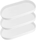 White Small Tray (11.8 inch), 3 Pack Oval Tray for Kitchen Counter, Bathtub Bathroom Vanity Items, Countertop Organizer, Coffee Accessory, Bar, Serving Seasoning, Salt and Pepper, Soap.