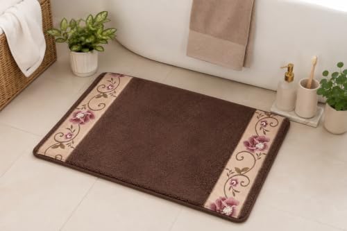 Zahari Home Larrisa Floral Bathroom Rug Luxury Bath Rug Washable Contemporary Decor Beautiful Shower Mat Unique Design Stylish Non Slip Shower Mat Flower Bath Rug Bath Shower Tub Decor - Image 5