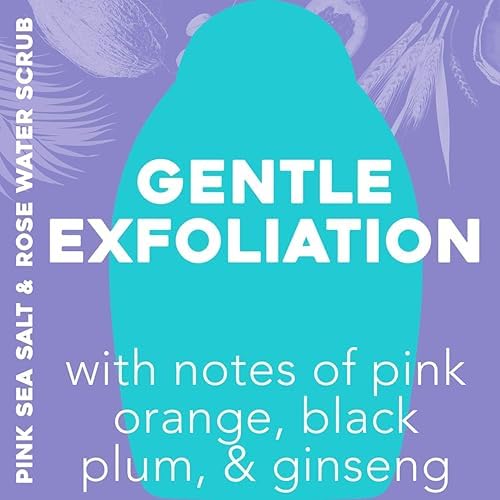 OGX Sensitive + Rose Water & Pink Sea Salt Exfoliating Body Scrub + Rose Quartz, Gentle Exfoliating Daily Body Wash Softens Skin, Body Scrub for Women, Sulfate-Free Surfactants, 19.5 fl oz (Pack of 2) - Image 4