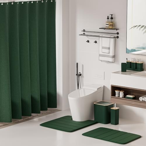 XLHOMO Bathroom Set - Green Bathroom Set with Shower Curtain and Rugs - Image 2