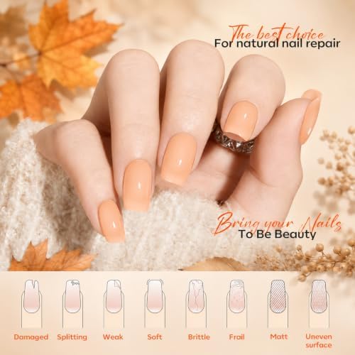 Modelones Nail Strengthener and Growth, Milky White Nude Orange Nail Polish - Image 2