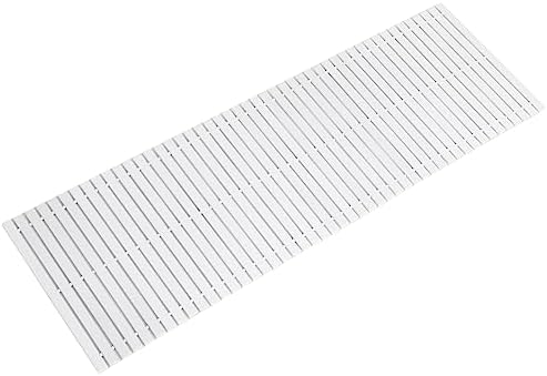 Bath Mat Bathroom Runner Long Large Rugs Floor Wood Shower Bathtub Waterproof Non Slip Accessories 16x48 Inch Easy to Clean, White, 1 pc by Fovlaurs