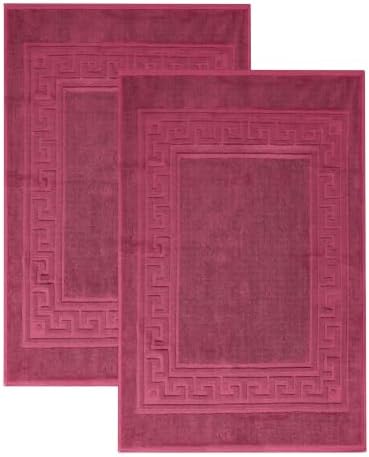 Superior Heavyweight Cotton Bath Mats, 2-Piece Rugs For Bathroom Accessories, Washable Rug For Shower, Toilet, Modern Decor, No Backing, Luxury Hotel And Spa Quality, Set of 2, 22" x 35", Burgundy by SUPERIOR