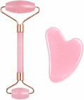 Natural Resin Jade Roller & Gua Sha Set for Face, Pink Facial Massage Tools, Wrinkle Lifting Skincare Roller, Daily Beauty Care