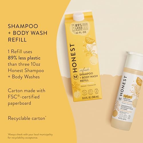 The Honest Company 2-in-1 Cleansing Shampoo Body Wash Refill Carton, Gentle for Baby, Naturally Derived, Tear-free, Hypoallergenic, Citrus Vanilla Refresh, 32 fl oz, (Pack of 2) - Image 3