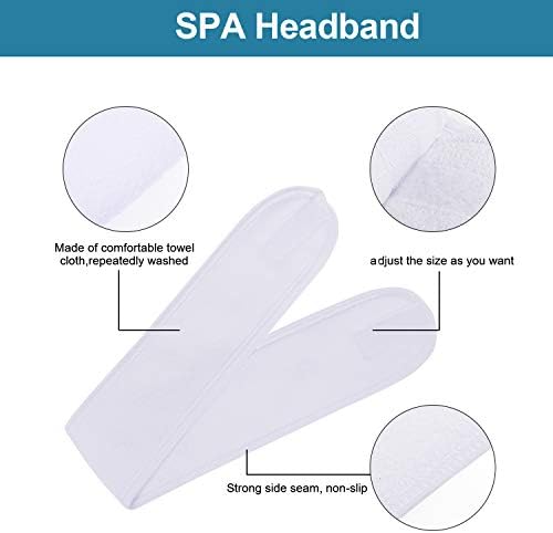 Whaline Spa Headband 4 Pcs White Makeup Hair Band Facial Head Wrap Hair Tie (Pack of 2) - Image 4