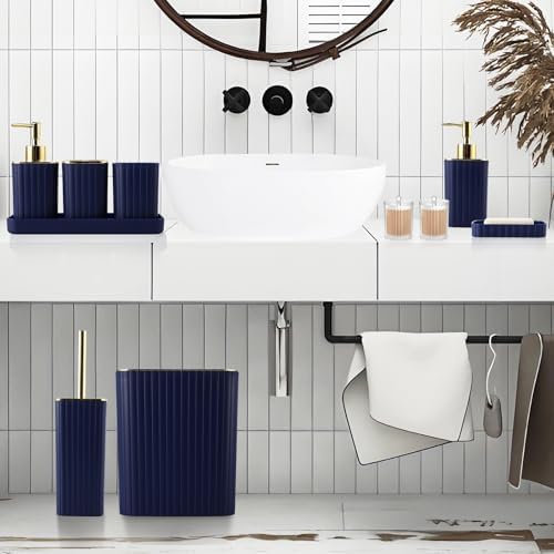XLHOMO Bathroom Accessories Set - Gorgeous Navy Blue Bathroom Set, 10PC - Image 2