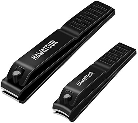 HAWATOUR Nail Clippers Set with Visibly Tin Case, Black by HAWATOUR