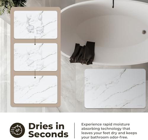 TOSORO - Stone Bath Mat Diatomaceous Earth Shower Mat Non-Slip Super Absorbent Diatomite Stone Bath Mats for Bathroom Floor Quick Drying Natural Easy to Clean (23.5 x 15) - Sandstone, 2pcs - Image 3