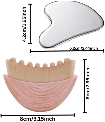 Lymphatic Contour Face Brush with Stainless Steel Gua Sha Tool - Lymphatic Face Brushes with GuaSha Tool | Gua Sha Facial Tools | Lymphatic Drainage Massager Face Brush for Sculpting