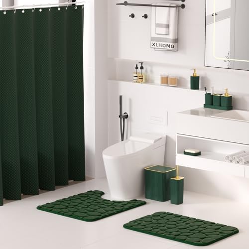 XLHOMO Bathroom Set- 25PC Green Bathroom Set with Shower Curtain and Rugs - Image 2