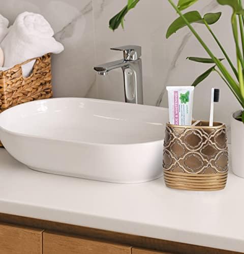 Zahari Home 4pc Spindle Stylish Bathroom Accessories Set Bathroom Soap Dispenser, Tumbler, Tooth Brush Holder and Soap Dish Modern Classic Luxury Contemporary Decor Unique Design Modern Bath Set - Image 4