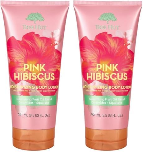 Tree Hut Pink Hibiscus Moisturizing Body Lotion, Ceramide and Squalene Formula Helps Protect Skin, Long-lasting Hydration Leaves Skin Feeling Soft & Moisturized, 8.5 fl oz. (Pack of 2) by TreeHut