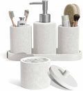 Clara Clark Bathroom Set - White Bathroom Accessories Set, 5PC Bathroom Accessory Set, Bathroom Sets with Soap Dispenser, Toothbrush Holder, Tumbler, Cotton Swab Jar & Vanity Tray by ClaraClark
