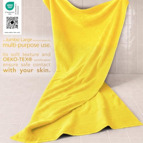 Cotton Paradise 100% Cotton Turkish Towel Set, Soft Absorbent Quick Dry, 2 Piece 35x70 Bath Sheet Set, Yellow - Image 3