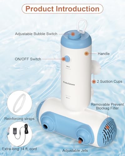 KokoSelene Bath Spa Jet for Bathtub with Dual Hydro Jets Daily Relax (Blue) - Image 5
