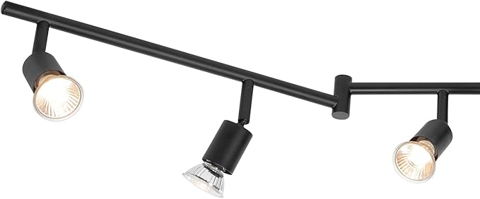 Globe Electric 59693 6-Light Foldable Track Lighting Kit, Matte Black Finish, Adjustable Heads, Bendable Arms, GU10 Base, Dimmable, Modern Industrial Style