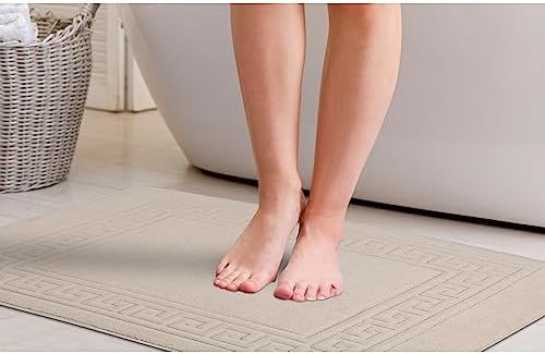 Superior Heavyweight Cotton Bath Mats, Bath Rugs For Bathroom Accessories, Washable Rug For Shower, Bath, Toilet, Modern Decor, No Backing, Luxury Hotel And Spa Quality, Set of 2, 22" x 35", Ivory - Image 7