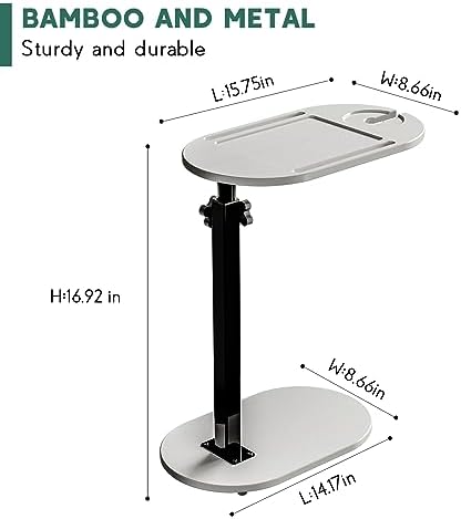 Yumkfoi Bamboo Bathtub Tray Table with Adjustable Height, Freestanding Bathtub Caddy for Tub Against Wall, Tub Organizer Suitable for Luxury Spa and House Warming - Patent Protected (Gray) - Image 3