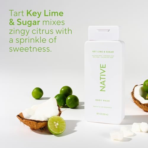 Native Clean Body Wash, Gentle & pH-balanced for Sensitive Skin, 24-Hr Freshness for Women & Men, Vegan & Cruelty-Free, Free of Sulfates & Parabens, Key Lime & Sugar, 18 fl oz - Image 5