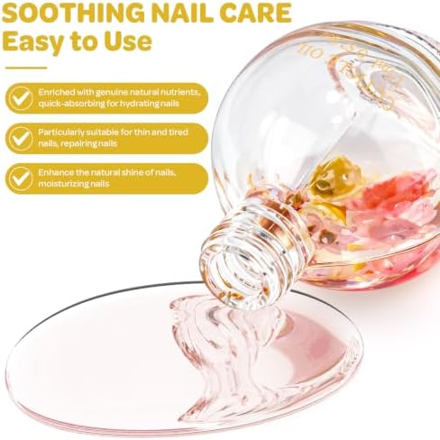 JIASHENG Cuticle Oil, Peach Cuticle Nail Oil Infused with Real Flowers 15ml - Image 4