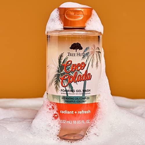 Tree Hut Coco Colada Foaming Gel Wash, Moisturizing & Hydrating Body Wash with Shea Butter, Gently Cleanses for Soft, Smooth Skin, Holiday Gift & Stocking Stuffer, 18 fl oz