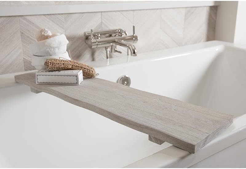 Bella Sleep + Spa Bathtub Tray Paulownia Wood Bath Board, 32-Inches, Grey - Image 5