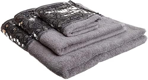 Zahari Home Sinatra Modern Bathroom Towel Set 3 Piece Towel Bath Towel, Hand Towel and Wash Towel Luxury Contemporary Decor Bling Silver Bath Towel Sets Soft, Plush and Highly Absorbent - Image 4