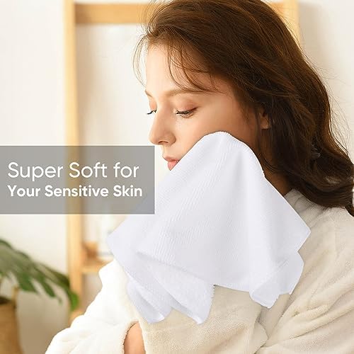 HOMEXCEL Microfiber Washcloths 12 Pack, Highly Absorbent and Soft Face Towel, Multi-Purpose White Wash Cloths for Bathroom, Hotel, Spa, Gym, and Kitchen, 12x12 Inch - Image 3