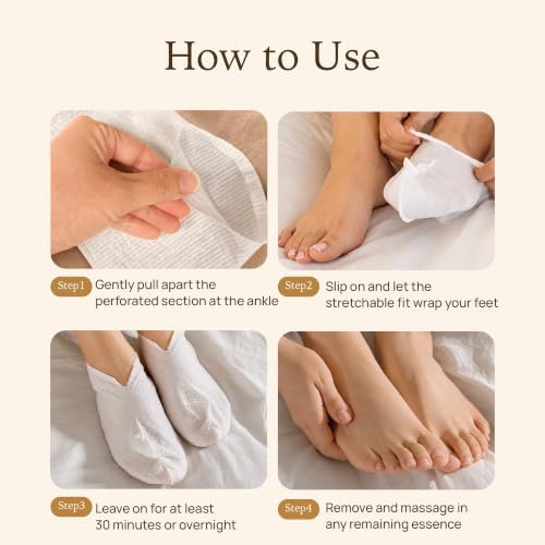 Epielle TruWrap Fit Overnight Advanced Hydrating Foot Mask 3-Pack, Prebiotic Oat, Shea Butter, Urea for Dry Cracked Feet - Image 7