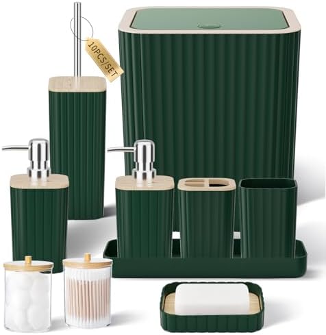 XLHOMO Bathroom Set - 10PC Elegant Green Bathroom Set by BetterbathroomwithXLHOME