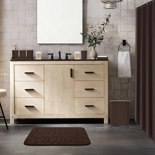 XLHOMO Bathroom Set - Brown Bathroom Sets with Shower Curtain and Rugs - Image 5