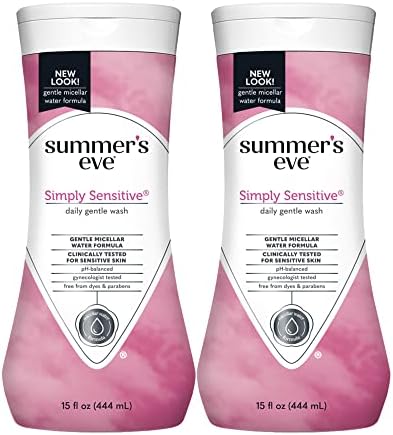 Summer's Eve Simply Sensitive All-Over Daily Feminine Wash, Gentle pH-Balanced Body Wash for Women, Removes Vaginal Odor, 15 Fl Oz (Pack of 2) by SummersEve