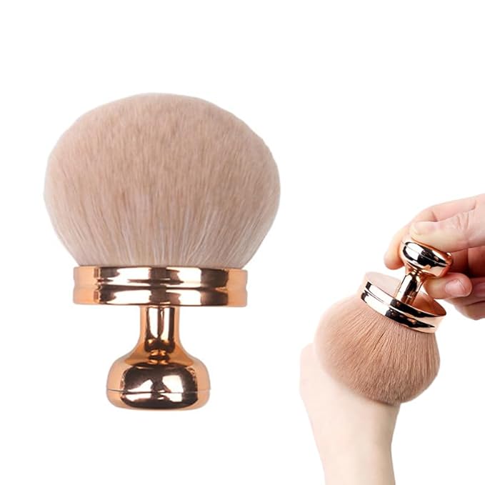 Body Makeup Brush Extra Large Oval Self Tanning Brush Multipurpose 74mm Wide-Headed Self Tanner Kabuki Sunscreen Brush for Legs Body Sunless Tan Streak Free Applicator (Rose Gold)