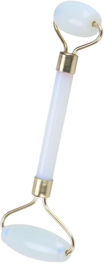 1Pcs Natural Jade Double-head Beauty Roller Anti-Aging Face Roller Eye Neck Massager Slimming Tool Tool(Light Blue)