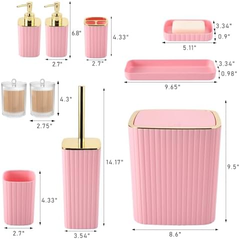 XLHOMO Bathroom Accessories Set - 10PC Gorgeous Pink Bathroom Set - Image 3