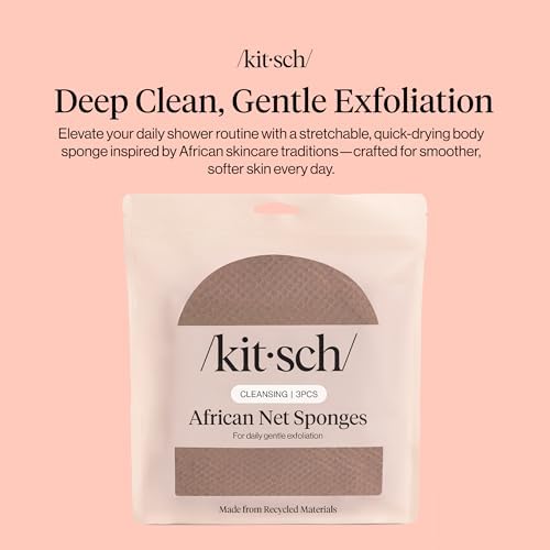 Kitsch African Net Sponge – Exfoliating Body Scrubber – Rosewood, 3 Pcs - Image 2