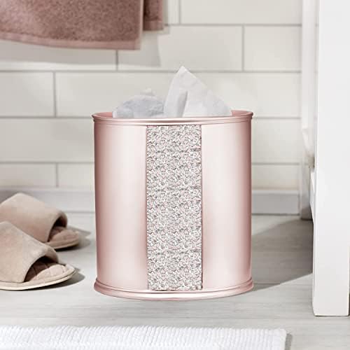Zahari Home 2pc Sinatra Modern Bath Accessories Set Waste Basket & Tissue Box Modern Decorative Beautiful Designs Bathroom Decor Set for Home Blush Bathroom Set Mosaic Glass - Image 2