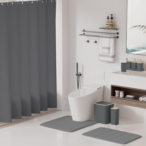 XLHOMO Bathroom Set - 25PC Grey Bathroom Set with Shower Curtain and Rugs - Image 2