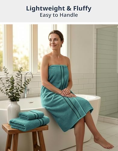 LANE LINEN Towel Set 6 Piece Soft Absorbent Quick Dry 100% Cotton - Teal - Image 2