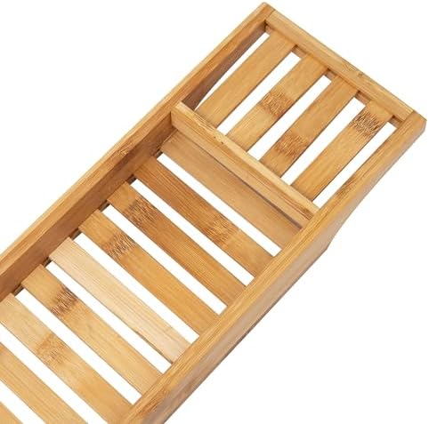 Mind Reader Bathtub Tray, Shower Organizer, Bathroom Accessory, Wood Tray, Rayon from Bamboo, 27.5" L x 5.75" Wx 1.75" H, Brown - Image 5