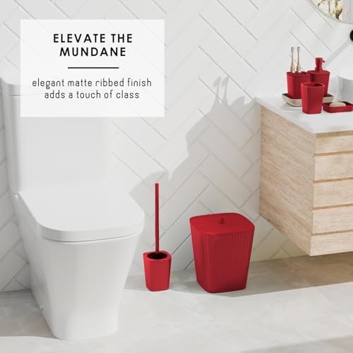 Clara Clark Bathroom Set - Christmas Bathroom Sets, Xmas Bathroom Accessories Set, Christmas Bathroom Decor, 6PC Bathroom Accessory Set with Toilet Brush, Trash Can & Soap Dispenser - Image 7