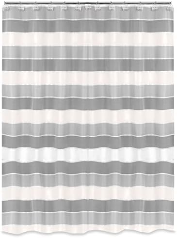 Zahari Home 13pc Modern Line Shower Curtain Set - Gray Luxury Contemporary Shower Curtains with Unique Design & 12 Hooks - Image 6